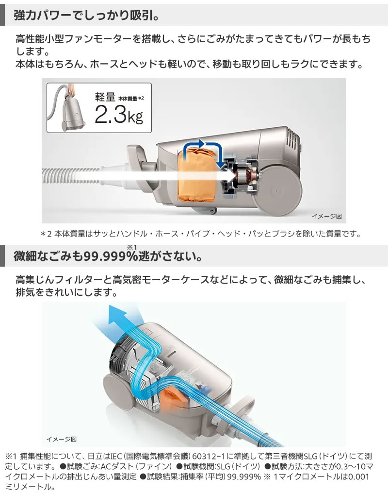 CV-KP900Lは強力パワーでしっかり吸引