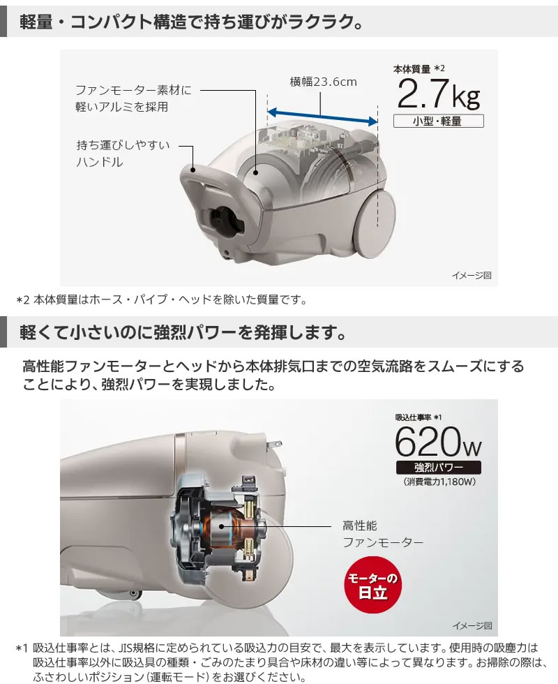 軽量・コンパクト構造で持ち運びがラクラク