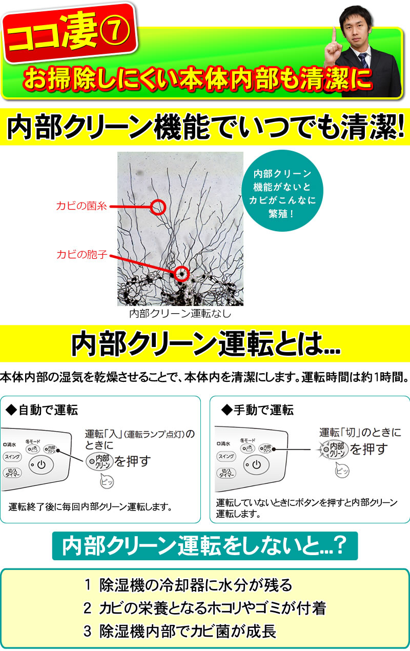 内部クリーン機能でいつでも清潔